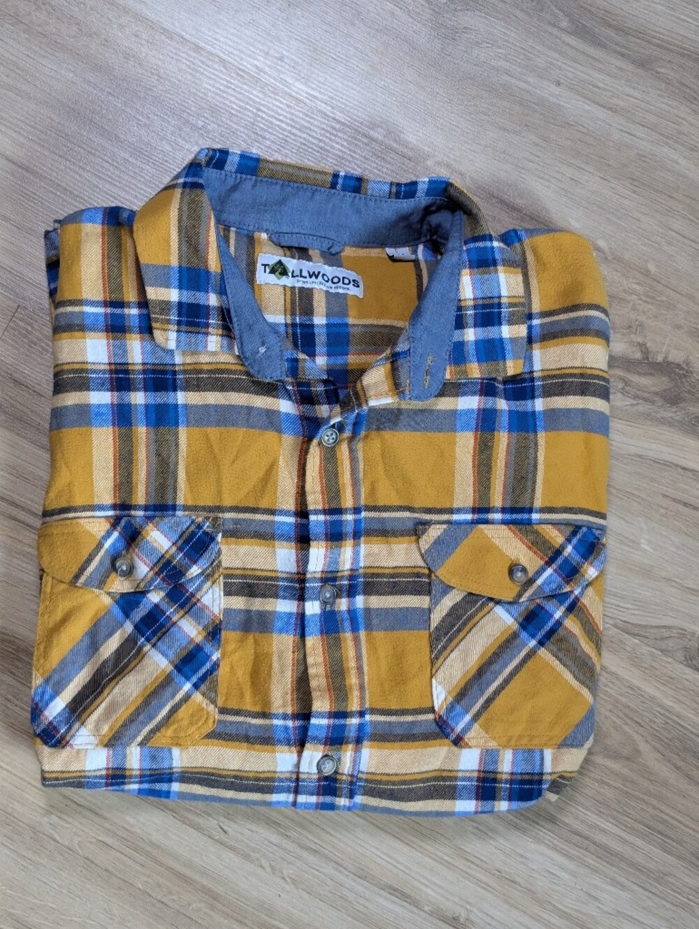 Tallwoods Plaid Flannel Button Down Long Sleeve  Shirt Mens Med